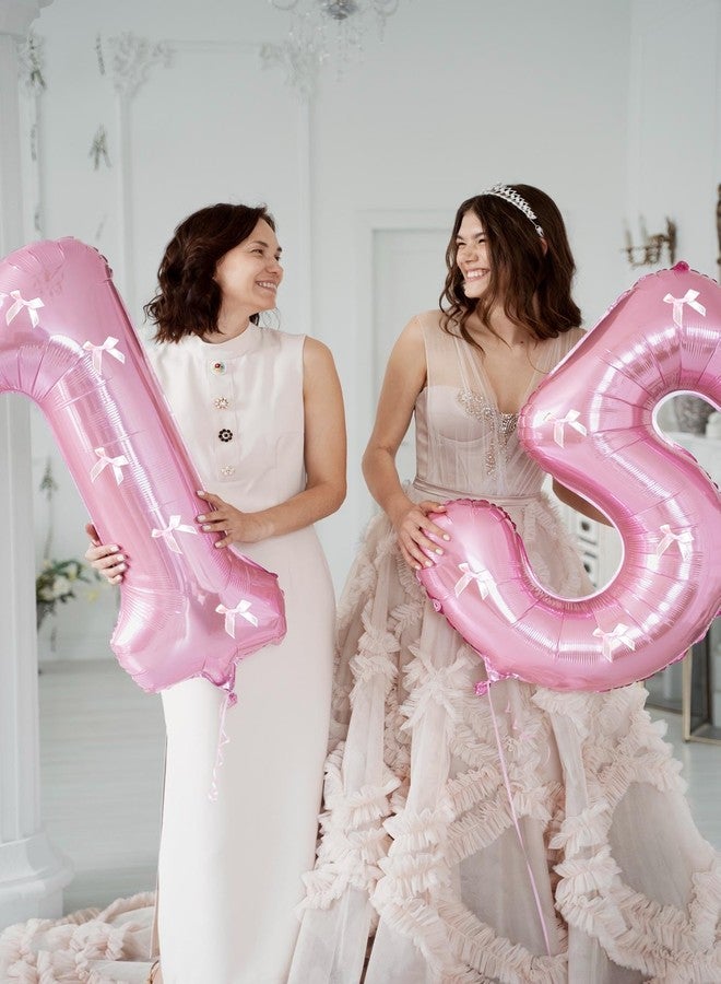 PLAP Birthday Number Balloon Bow Happy Birthday Number Balloon Decoration(Pink number 1) - Image 4